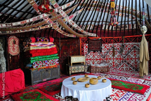 Interior of the traditional Kazakh yurt