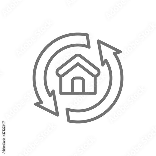 House remodeling, redevelopment, repair home line icon.