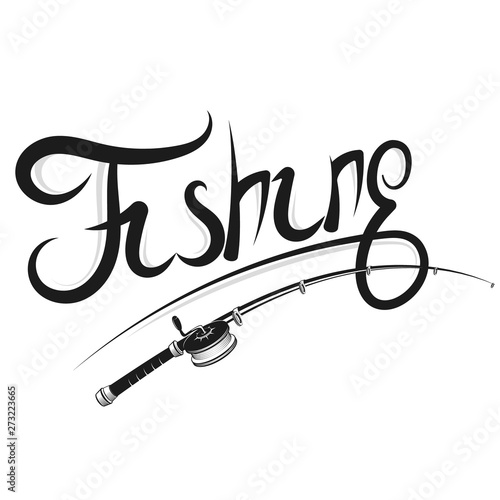 Fishing rod with a reel silhouette for sport fishing