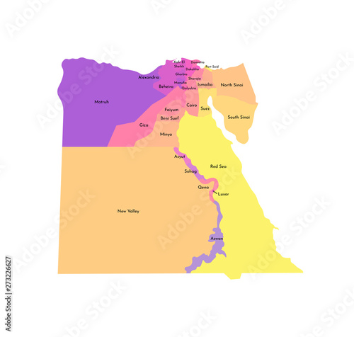 Canvas Print Vector isolated illustration of simplified administrative map of Egypt
