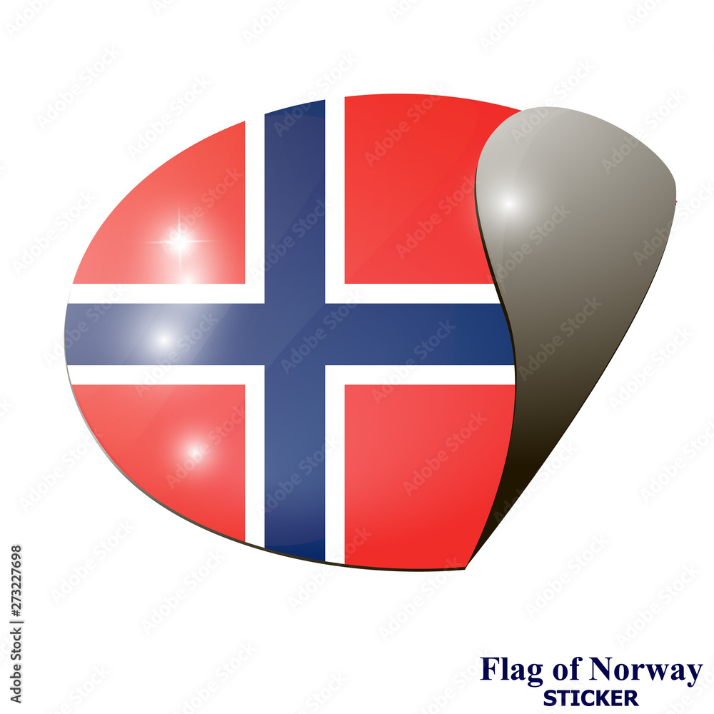 Fototapeta premium Sticker with flag of Norway. Colorful illustration with flags for web design. Illustration with white background.
