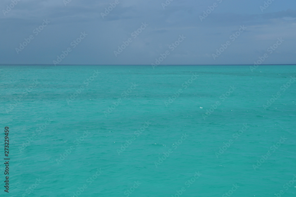 Blue Caribbean sea at Isla Mujeres in Quintana Roo, Mexico         