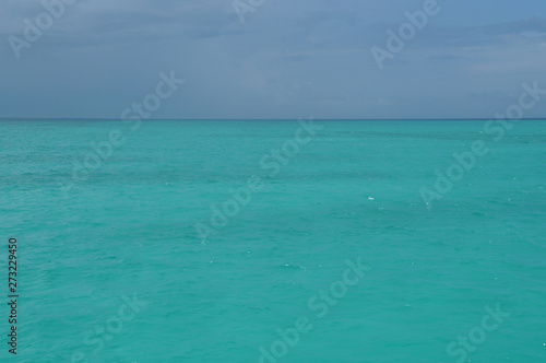 Blue Caribbean sea at Isla Mujeres in Quintana Roo, Mexico 
