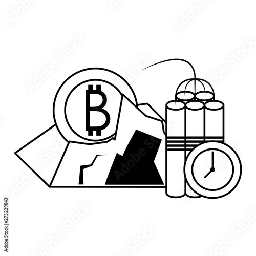 Bitcoin cryptocurrency digital money symbols in black and white