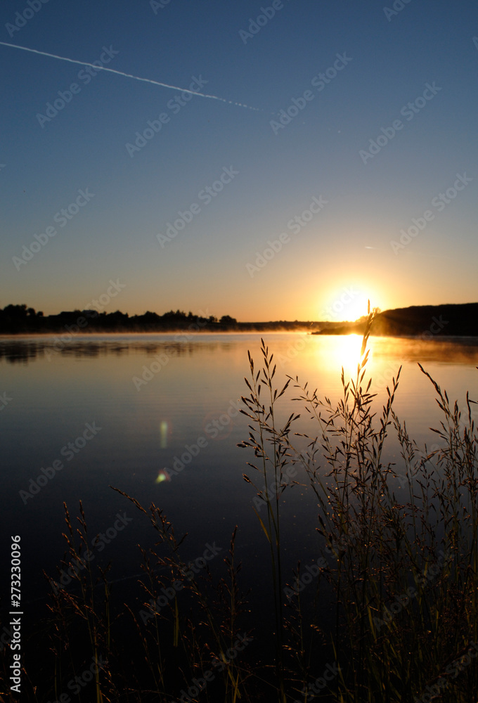 sunset beautiful summer landscape with cloudy sky and natural lake sunset beautiful summer landscape with cloudy sky and natural lake