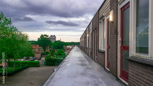 Dutch flat complex with storm weather