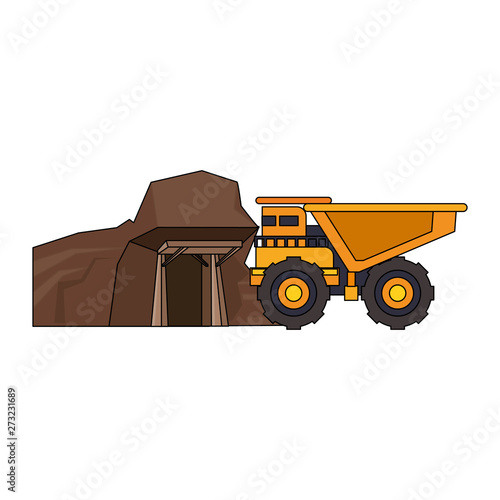 Mining vehicle machinery isolated sideview