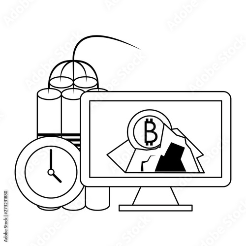 Bitcoin cryptocurrency digital money symbols in black and white