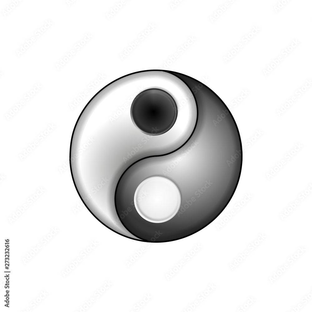 Yin and yang button icon in silver, metal frame. Vector illustration Eps 10. For design and decoration, ui or app. Spiritual relaxation of modern metallic cosmic for yoga meditation Yin and yang button icon in silver, metal frame. Vector illustration Eps 10. For design and decoration, ui or app. Spiritual relaxation of modern metallic cosmic for yoga meditation