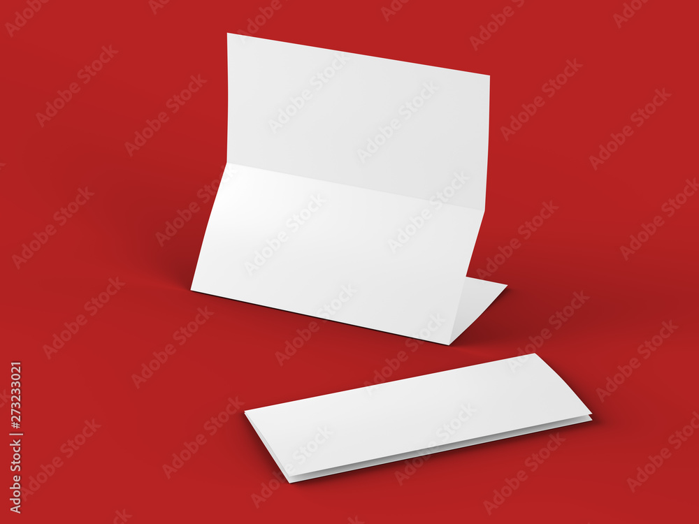 Folded trifold brochure in A4 format mockup.3d illustartion Folded trifold brochure in A4 format mockup.3d illustartion