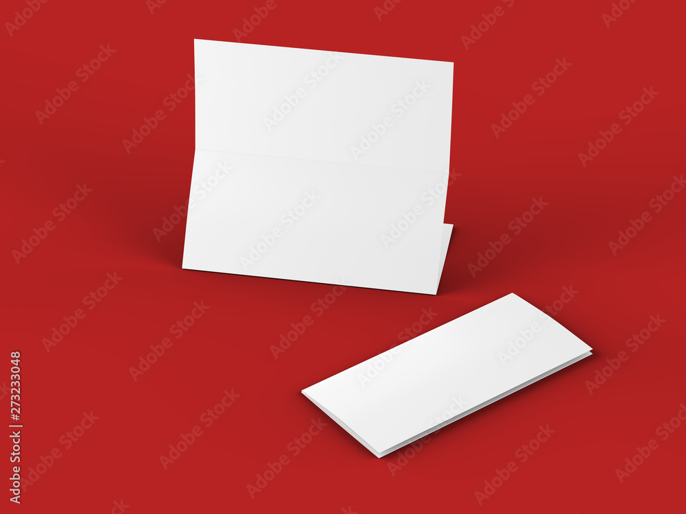 Folded trifold brochure in A4 format mockup.3d illustartion Folded trifold brochure in A4 format mockup.3d illustartion