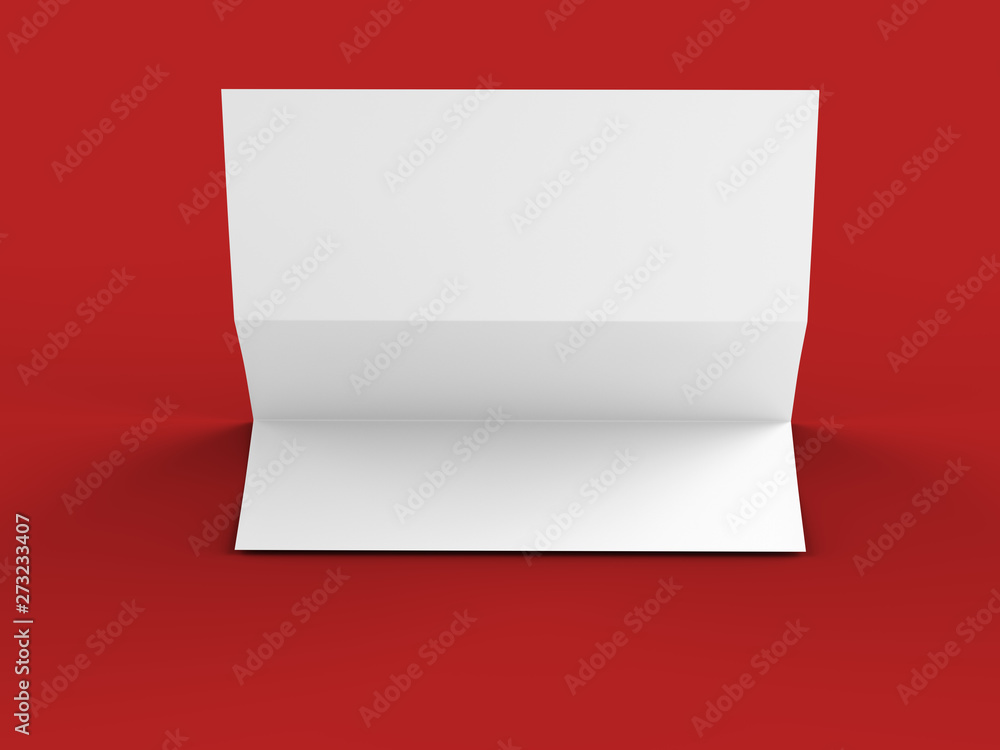 Folded trifold brochure in A4 format mockup.3d illustartion