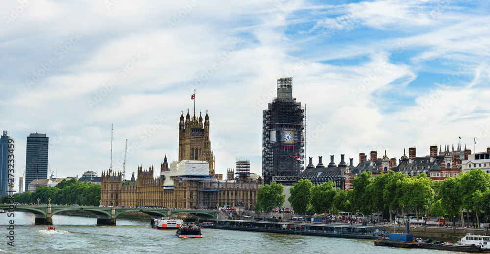 Naklejka premium Big Ben conservation works at the Houses of Parliament aka Westminster Palace in London, UK
