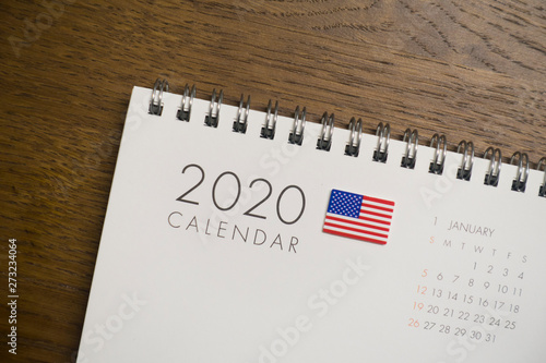 American Flag on January 2020 Calendar