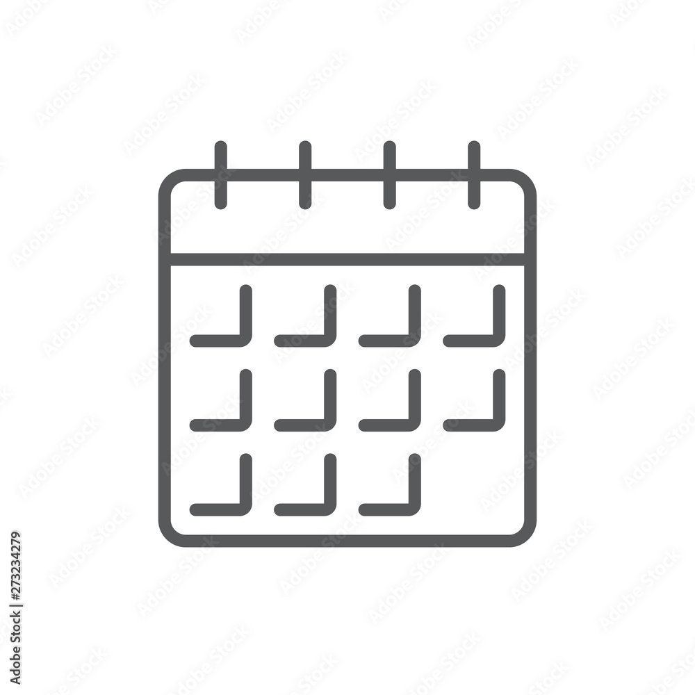 Calendar line icon. Minimalist icon isolated on white background. Calendar simple silhouette. Calendar line icon. Minimalist icon isolated on white background. Calendar simple silhouette.