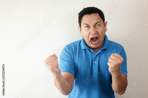 Young Man Shouting, Anger Gesture