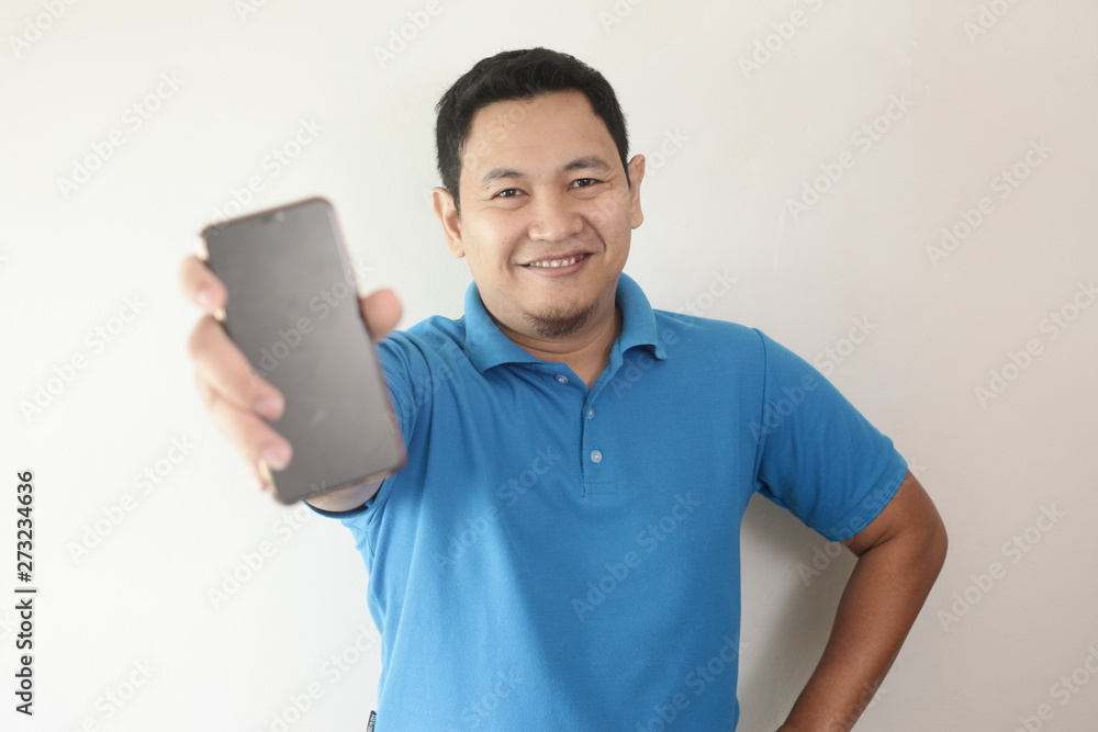 Man Presenting Smart Phone Mock Up Man Presenting Smart Phone Mock Up