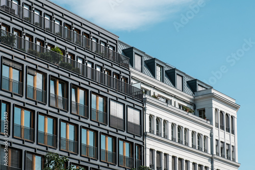 modern apartment building facade, real estate exterior
