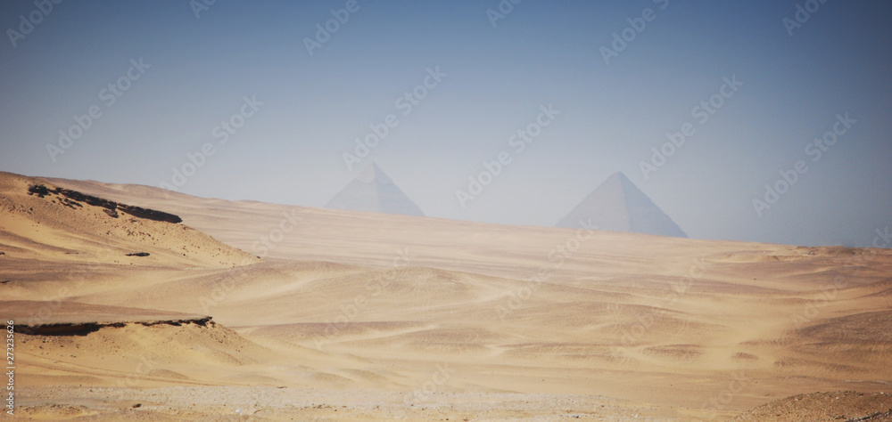 Panorama of Sahara desert, sand, dune. Cairo, Egypt
