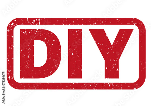 Billede på lærred red DIY do it yourself rubber stamp print vector illustration