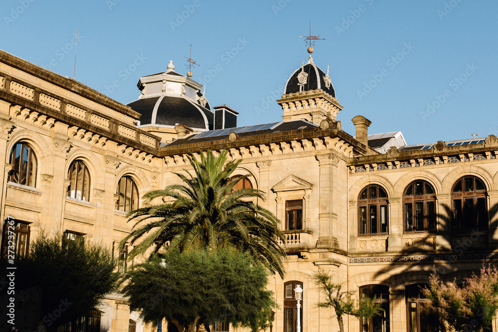 Detailed view of San Sebastian Town Hall in Northern Spain