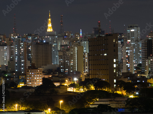 beautiful nightfall in the illuminated city, São Paulo