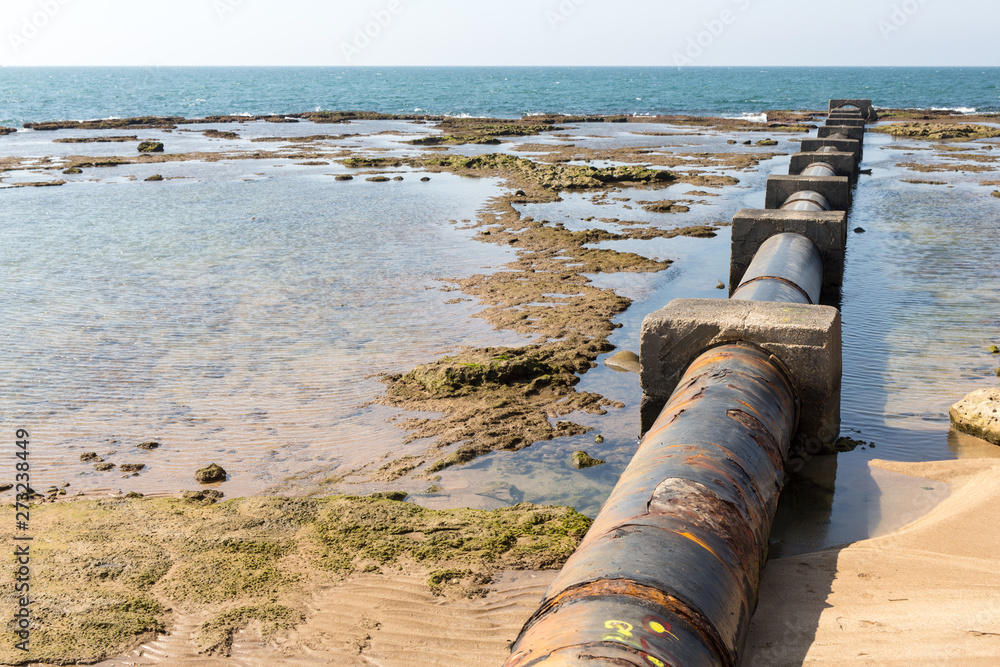 Pipe at Mediterranean sea in Akko Pipe at Mediterranean sea in Akko