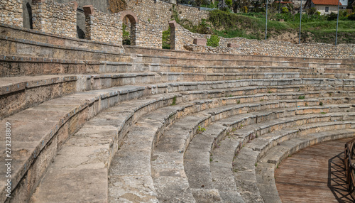 Ruins of ancient Roman theatre in Ohrid photo