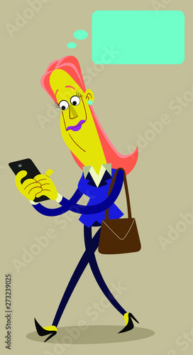 Executive woman walking and using cell phone