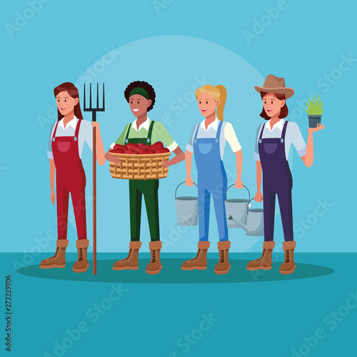 Farmers working in farm cartoons