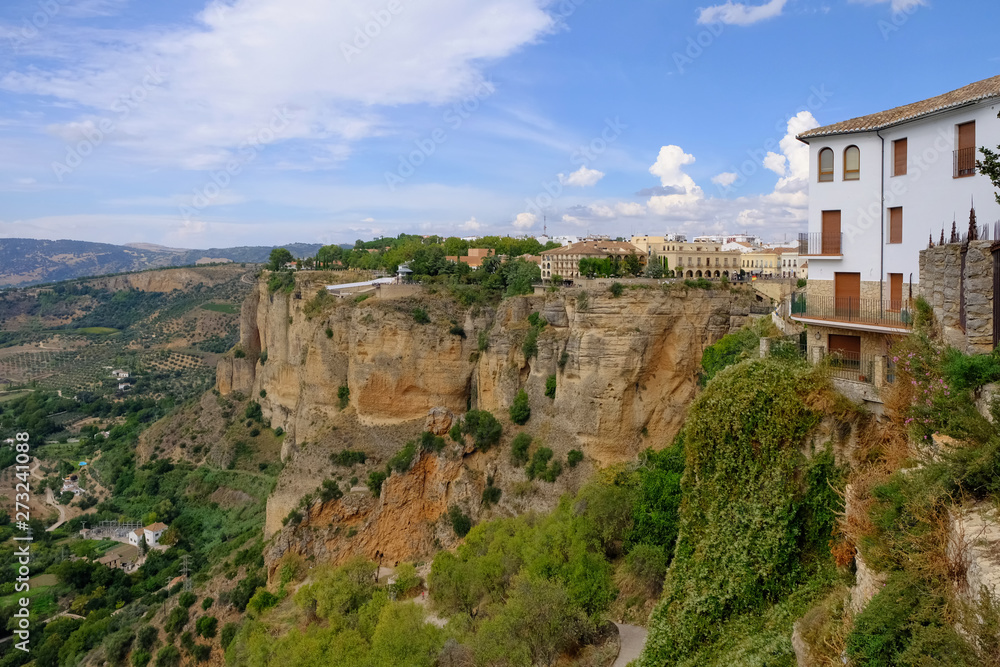 Ronda, Spain, old town cityscape in sunny october day.