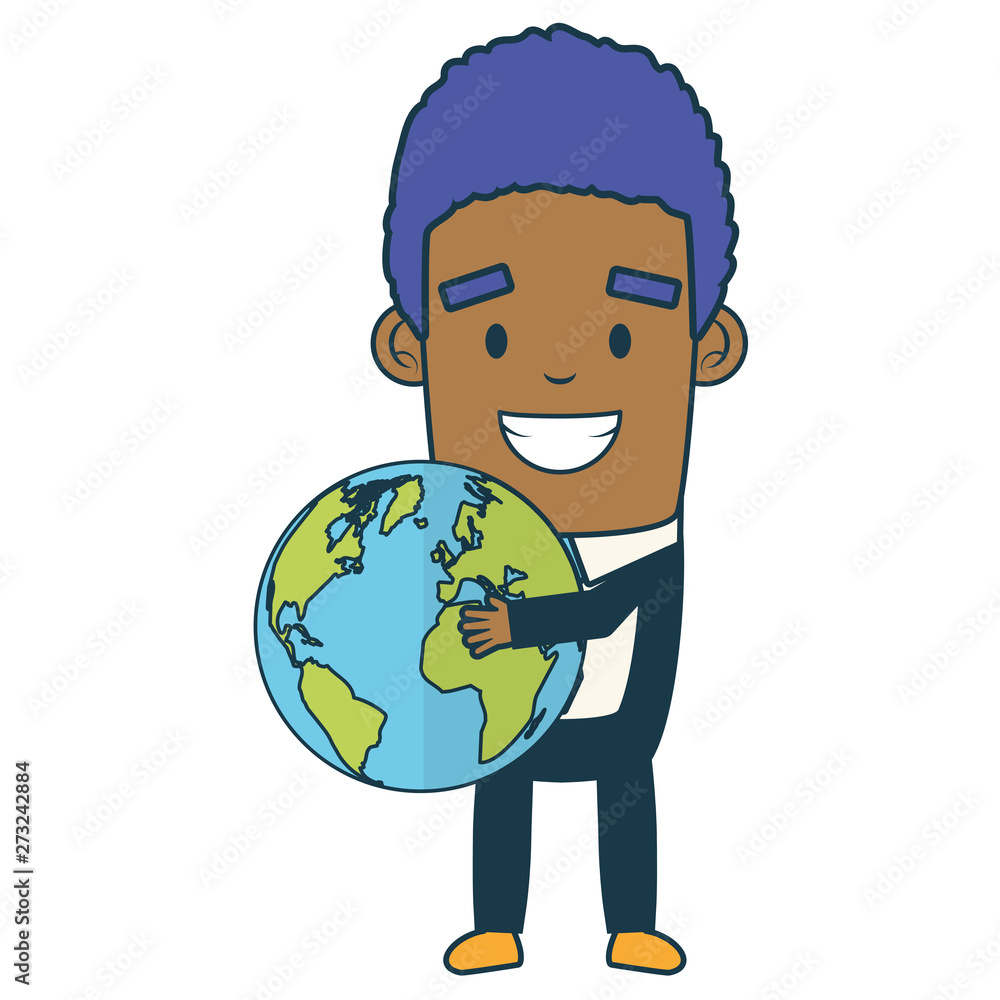 businessman holding world map on white background businessman holding world map on white background