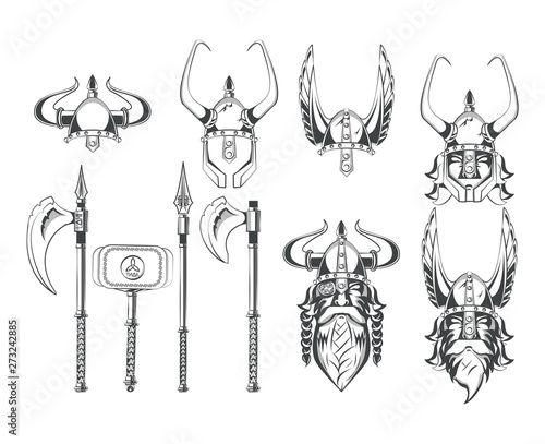 Vikings warriors set of drawings