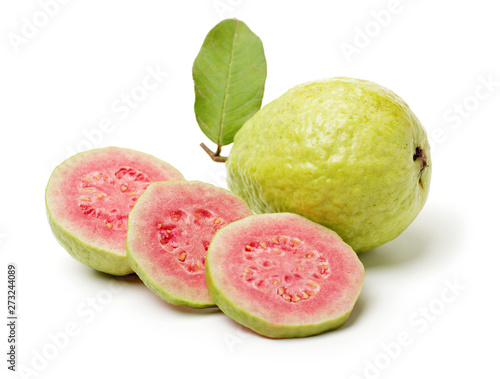 Pink guava isolated on white background