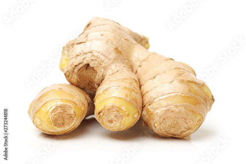 fresh ginger on white background 