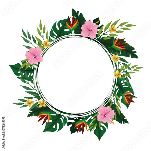 Summer tropical blank card frame