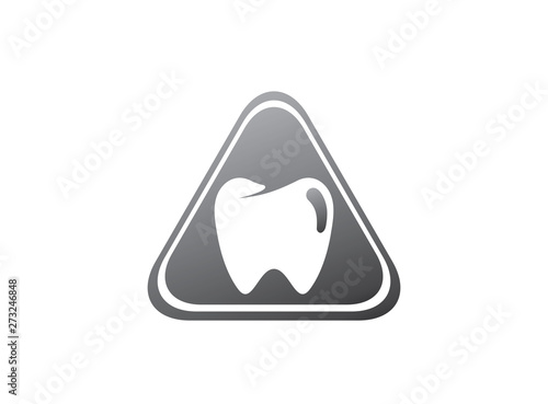 Teeth care symbol in the triangle shape for dentist clinic logo design illustration