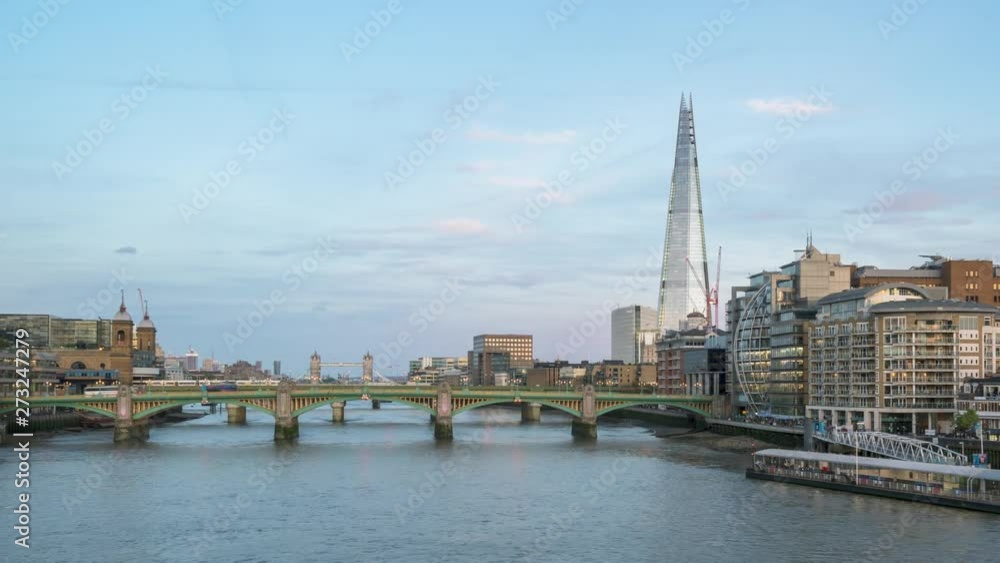 hyper lapse of sunset, London skyline from Millennium bridge, UK hyper lapse of sunset, London skyline from Millennium bridge, UK