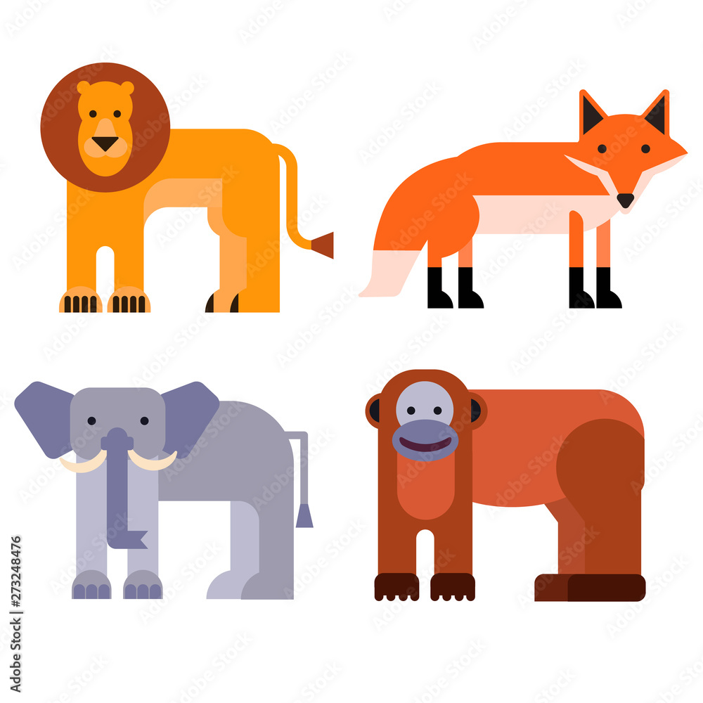 Obraz premium Animal pattern flat illustration on white