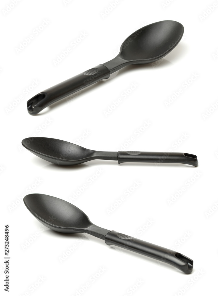 Plastic kitchen utensil on white background Plastic kitchen utensil on white background