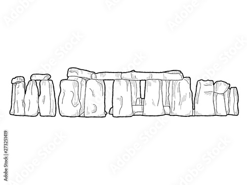 Stonehenge, Wiltshire, England: Vector Illustration Hand Drawn Landmark Cartoon Art