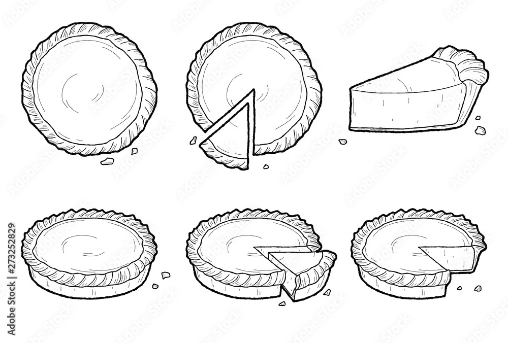 Pie Vector Illustration Hand Drawn Dessert Cartoon Art Pie Vector Illustration Hand Drawn Dessert Cartoon Art