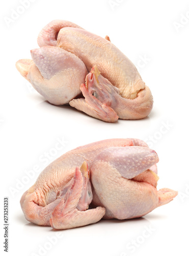 Raw chicken on ah white background