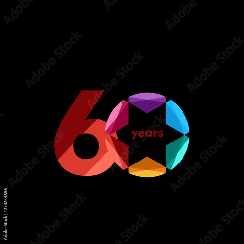 60 Year Anniversary Diamond Star Vector Template Design Illustration