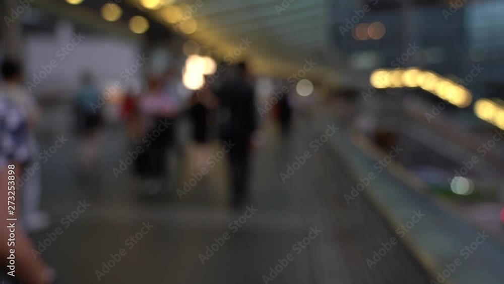 Blurred people crossing pedestrian bridge; Slow Motion Blurred people crossing pedestrian bridge; Slow Motion