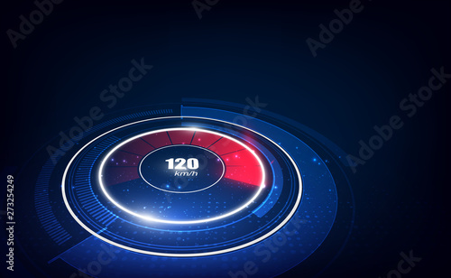 Speed motion background with fast speedometer car. Racing velocity background.