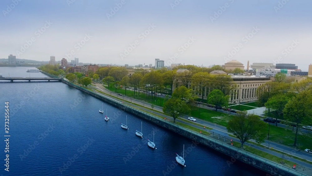 this shot was taken from the bird view in my Drone in Boston, Massachusetts, we can see the bay the cross bridge and much more