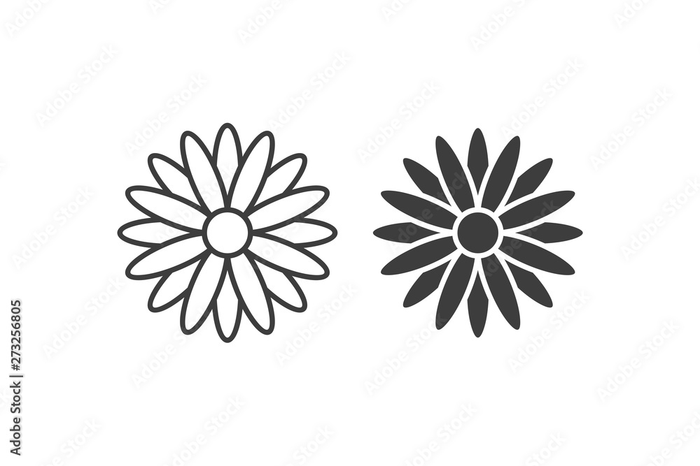 flowers icon vector lines and filled on white background. flowers icon vector lines and filled on white background.