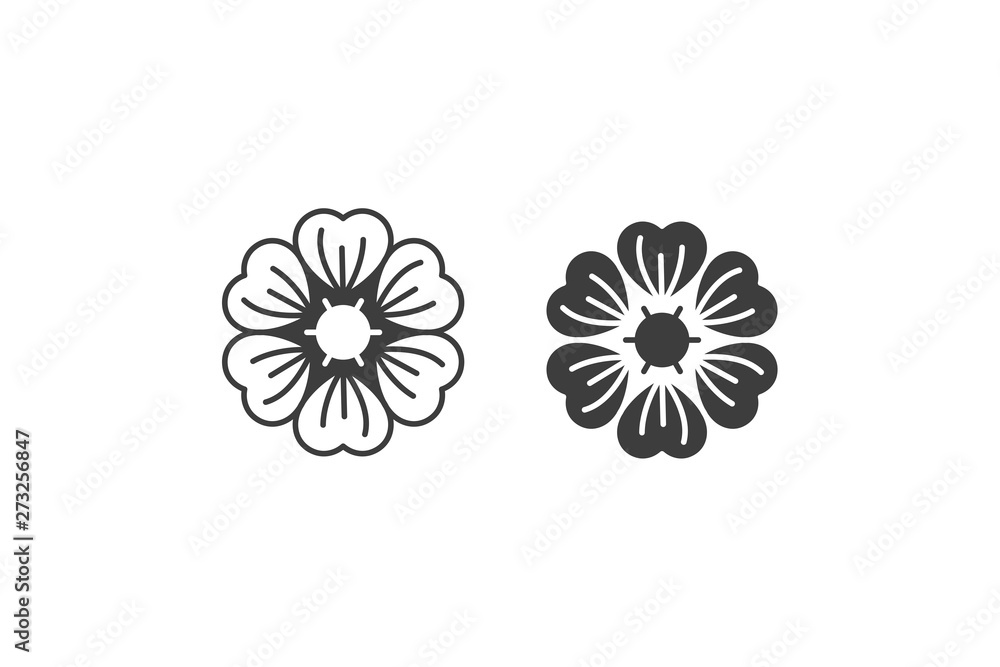 flowers icon vector lines and filled on white background. flowers icon vector lines and filled on white background.
