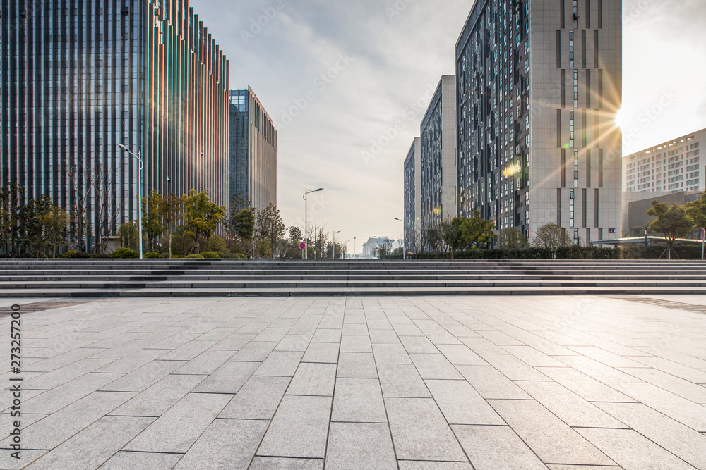 Fototapeta premium Panoramic skyline with empty road